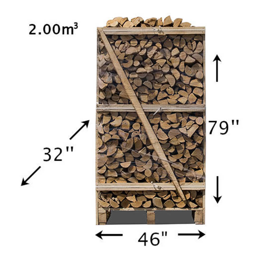 Caisse de bûches de bouleau séché au four – 1,96 m³